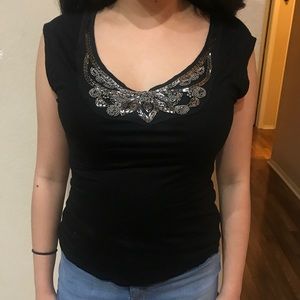 Black beaded H &M top